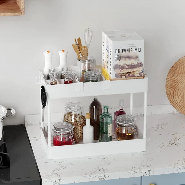 Alt view image 2 of 7 - 4 Tier Rolling Cart with Wheels, Storage Craft Art Trolley Organizer Serving, 3 Hanging Baskets Easy Assembly, for Office, Living Room, Kitchen