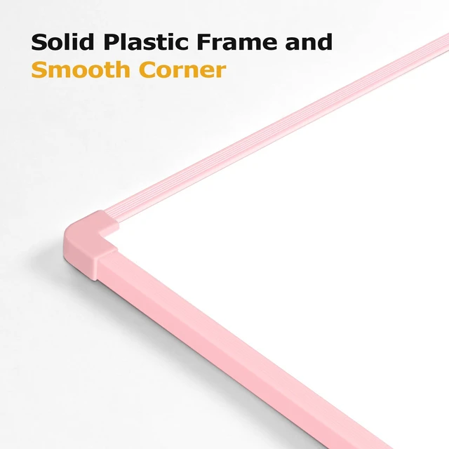 Alt view image 5 of 7 - Dry Erase Board for Wall, 24" x 18" Double-Sided Hanging Magnetic Whiteboard with 6 Markers, 6 Magnets and 3 Mini Sticky Notes, Large White Board for School, Home, Office, Pink Frame