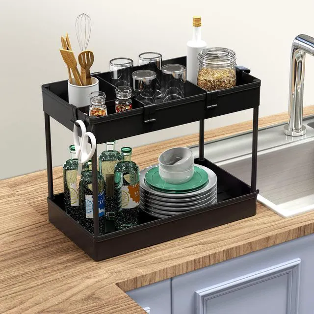 Alt view image 4 of 7 - 4 Tier Rolling Cart with Wheels, Storage Craft Art Trolley Organizer Serving, 3 Hanging Baskets Easy Assembly, for Office, Living Room, Kitchen
