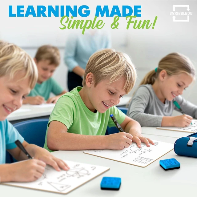 Alt view image 3 of 7 - 12 Pack Small Dry Erase Boards 9x12 with 12 Erasers for Students Double Sided Class Set, 12 Board & Erasers, Crisp Whiteboard Set for Kids and Teachers, Easy to Clean No Ghosting