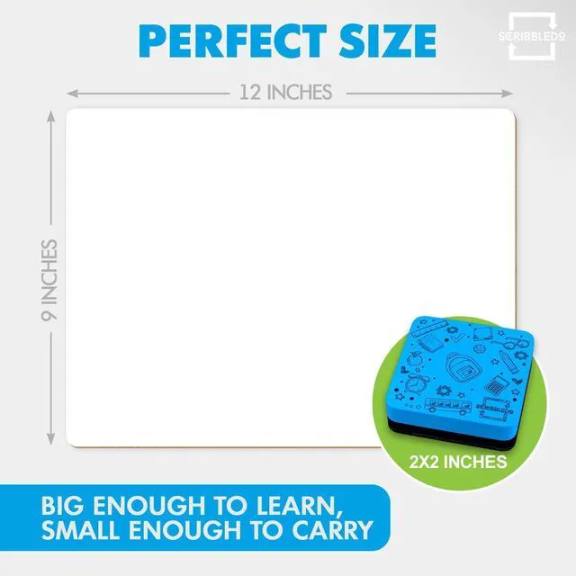 Alt view image 5 of 7 - 12 Pack Small Dry Erase Boards 9x12 with 12 Erasers for Students Double Sided Class Set, 12 Board & Erasers, Crisp Whiteboard Set for Kids and Teachers, Easy to Clean No Ghosting