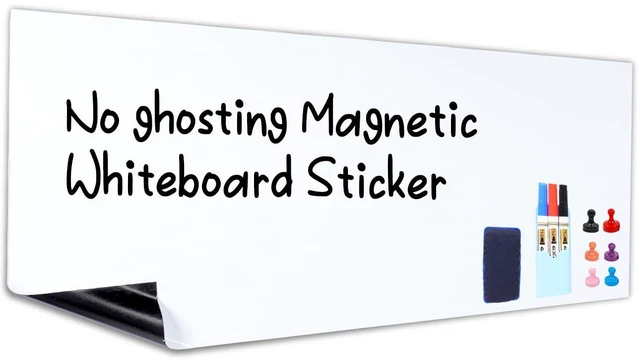 Main image of Magnetic White Board, 48" x 94" Peel and Stick Paper, No Ghosting Transform Any Wall into Dry Erase Surface, Self-Adhesive, Attach Magnets to Hold Notes, Includes Markers, Eraser and Magnets