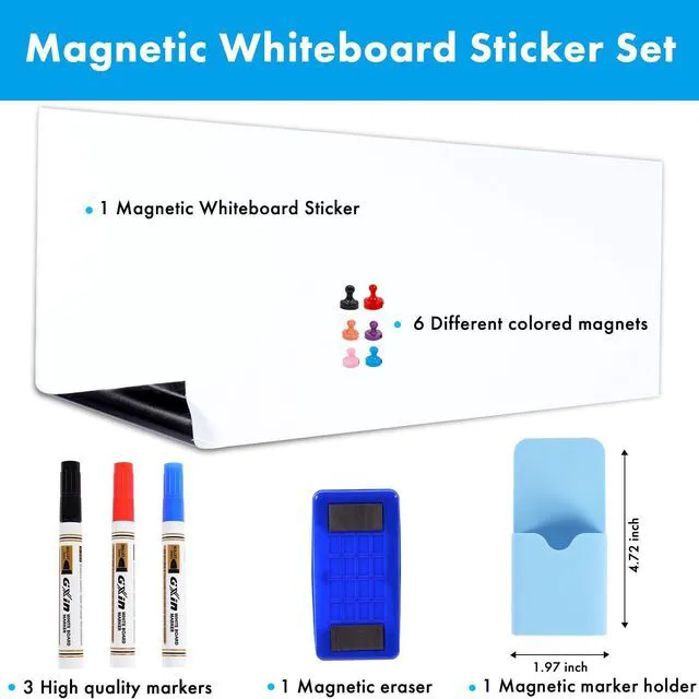 Alt view image 2 of 7 - Magnetic White Board, 48" x 94" Peel and Stick Paper, No Ghosting Transform Any Wall into Dry Erase Surface, Self-Adhesive, Attach Magnets to Hold Notes, Includes Markers, Eraser and Magnets