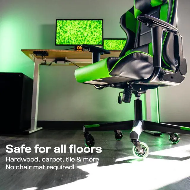Alt view image 3 of 5 - Original Office Chair Wheels (As Seen On PBS), Green Safe for hardwood floors & carpet, smooth & quiet casters, easy installation, universal fit, set of 5