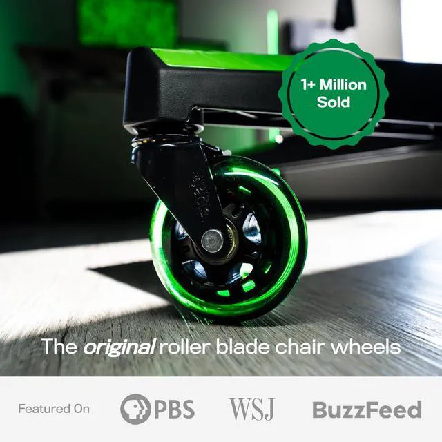 Alt view image 2 of 5 - Original Office Chair Wheels (As Seen On PBS), Green Safe for hardwood floors & carpet, smooth & quiet casters, easy installation, universal fit, set of 5