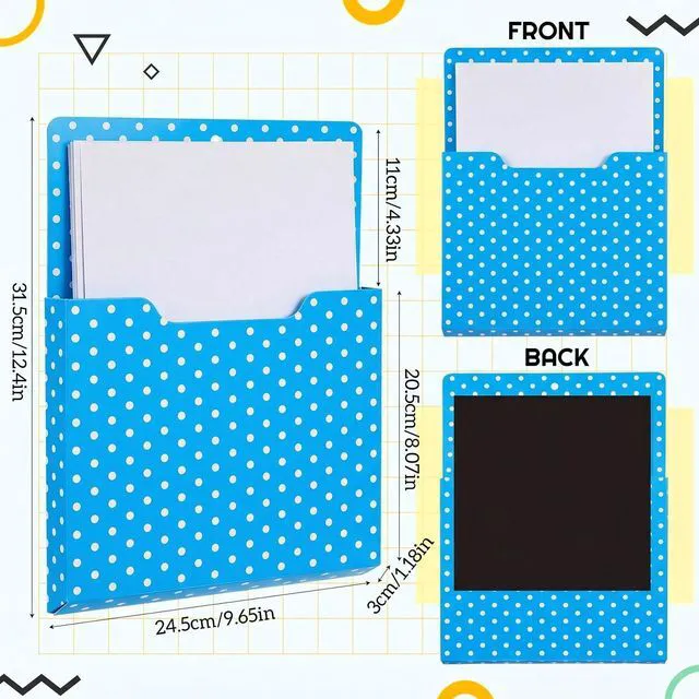 Alt view image 2 of 7 - 8 Pack Magnetic File Folder Holder for Whiteboard Classroom Storage 10"x13"x1.2" Hanging Magnetic Wall File Organizer, Refrigerator Magazine Holder, for Mail Letters Paper Desk Office