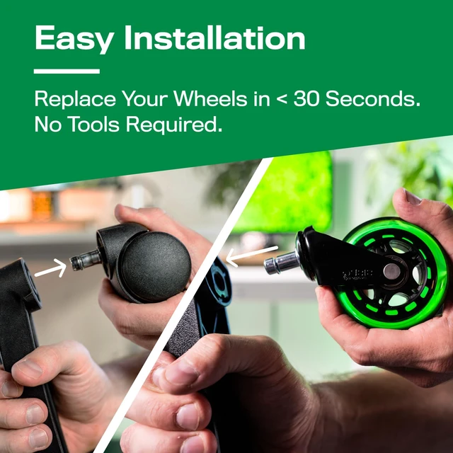 Alt view image 5 of 5 - Original Office Chair Wheels (As Seen On PBS), Green Safe for hardwood floors & carpet, smooth & quiet casters, easy installation, universal fit, set of 5