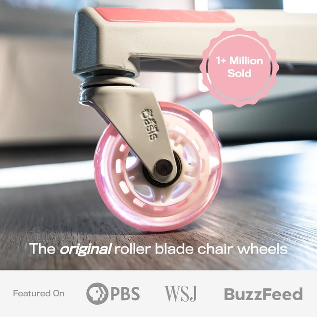 Alt view image 2 of 5 - Original Office Chair Wheels (As Seen On PBS), Pink Safe for hardwood floors & carpet, smooth & quiet casters, easy installation, universal fit, set of 5