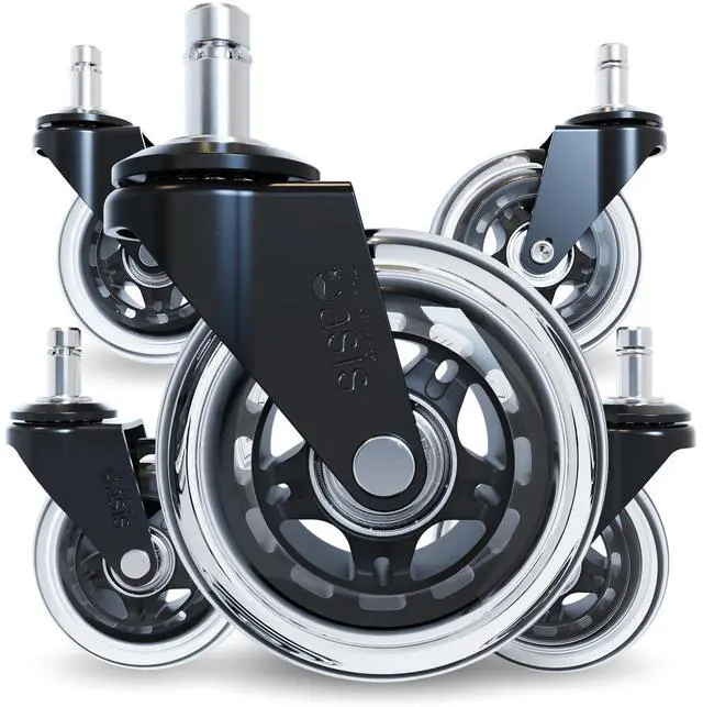 Main image of Original Roller Blade Office Chair Wheels (As Seen On PBS) Safe for hardwood floors & carpet, smooth & quiet casters, easy installation, universal fit, set of 5