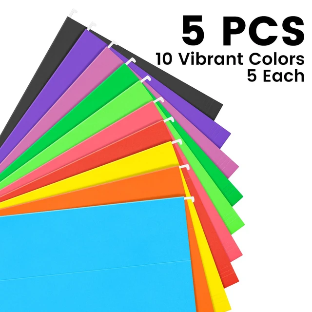 Alt view image 2 of 7 - 50-Pack Assorted Hanging File Folders, Letter Size with 55 Transparent Label Cards, 60 Sticker Labels,1/5-Cut TabsHome Office & Filing Cabinets