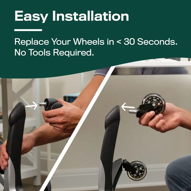 Alt view image 5 of 5 - Original Roller Blade Office Chair Wheels (As Seen On PBS) Safe for hardwood floors & carpet, smooth & quiet casters, easy installation, universal fit, set of 5