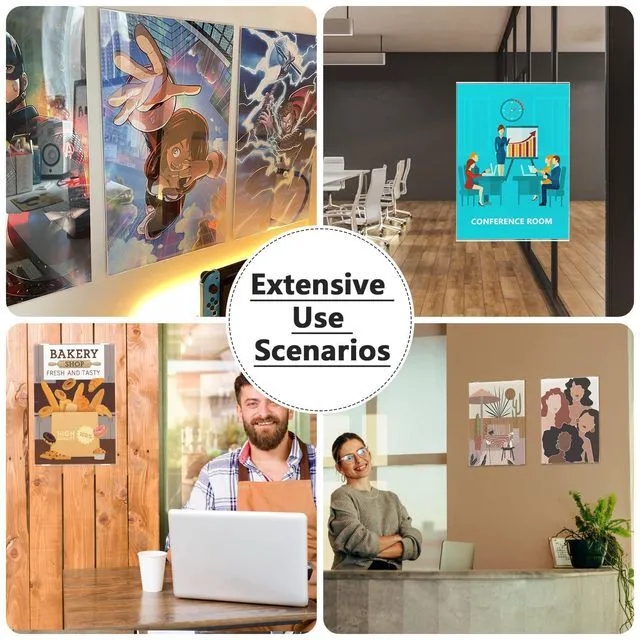 Alt view image 6 of 6 - Acrylic Sign Holder 11 x 17 Wall Mount with Tape, 6 Pack, Vertical Strong Double-Sided Tape, Easy Insert and Replace Paper, Poster, Document and Flyer, Acrylic Frame for Office, Home, Store