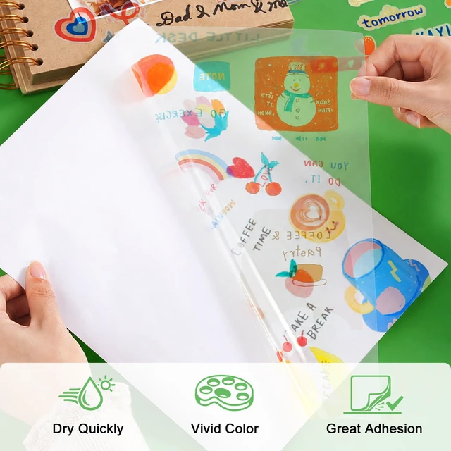 Alt view image 3 of 7 - Premium Translucent Printable Vinyl Sticker Paper, 50 Sheets Frosted Waterproof Decal for Inkjet & Laser Printers, Compatible with Cricut, Fast Dry Vivid Prints for DIY Crafts, Etsy