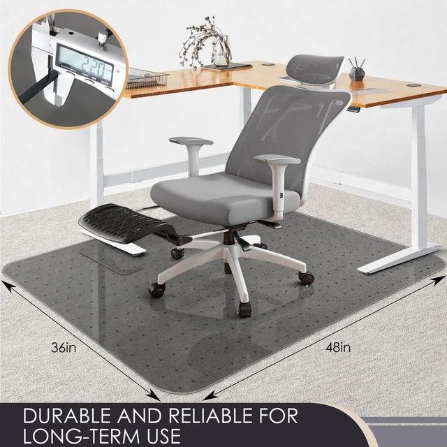 Alt view image 2 of 7 - Office Chair Mat for Carpet, Gray Heavy Duty Computer Chair Mat 36''x48'', Under Desk Protector Carpeted Floors Mat, Easy Chair Movement,Ship Flat, Gray