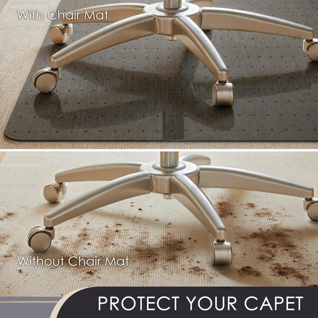 Alt view image 3 of 7 - Office Chair Mat for Carpet, Gray Heavy Duty Computer Chair Mat 36''x48'', Under Desk Protector Carpeted Floors Mat, Easy Chair Movement,Ship Flat, Gray