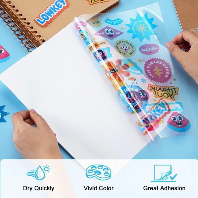 Alt view image 3 of 7 - Premium Clear Printable Vinyl Sticker Paper, 50 Sheets Transparent Fast Dry Non Waterproof, for Inkjet & Laser Printers, Compatible With Cricut, 8.5 x 11 Vivid Prints Tear Resistant Decal