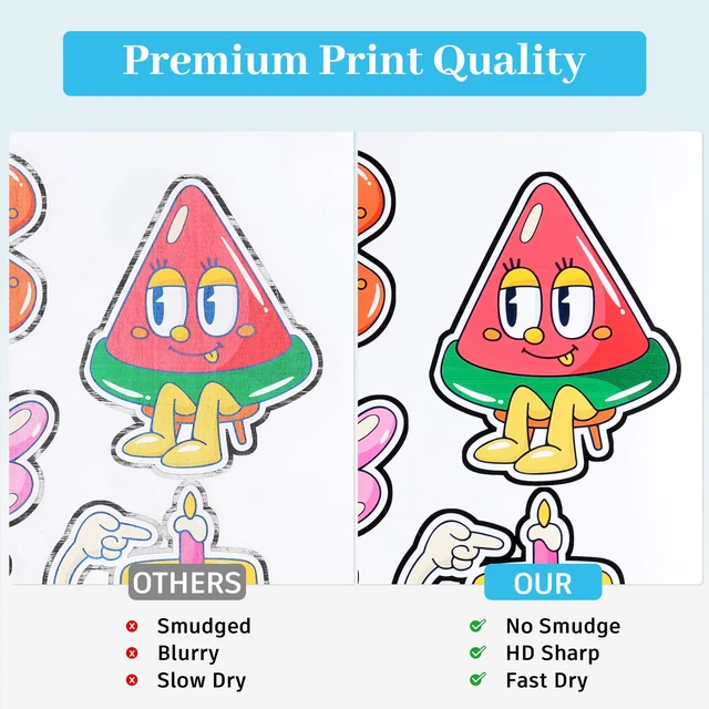 Alt view image 4 of 7 - Premium Clear Printable Vinyl Sticker Paper, 50 Sheets Transparent Fast Dry Non Waterproof, for Inkjet & Laser Printers, Compatible With Cricut, 8.5 x 11 Vivid Prints Tear Resistant Decal