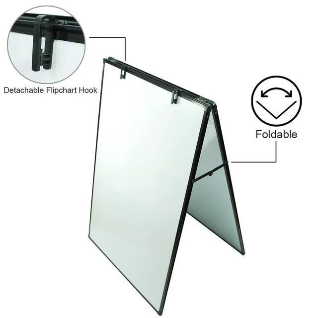 Alt view image 2 of 7 - Dry Erase Board, Magnetic White Board 36 X 24 Inch, Double Sided Whiteboard Easel, Black Aluminum Frame with Two Flipchart Hooks for Office Home and School