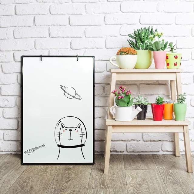 Alt view image 3 of 7 - Dry Erase Board, Magnetic White Board 36 X 24 Inch, Double Sided Whiteboard Easel, Black Aluminum Frame with Two Flipchart Hooks for Office Home and School