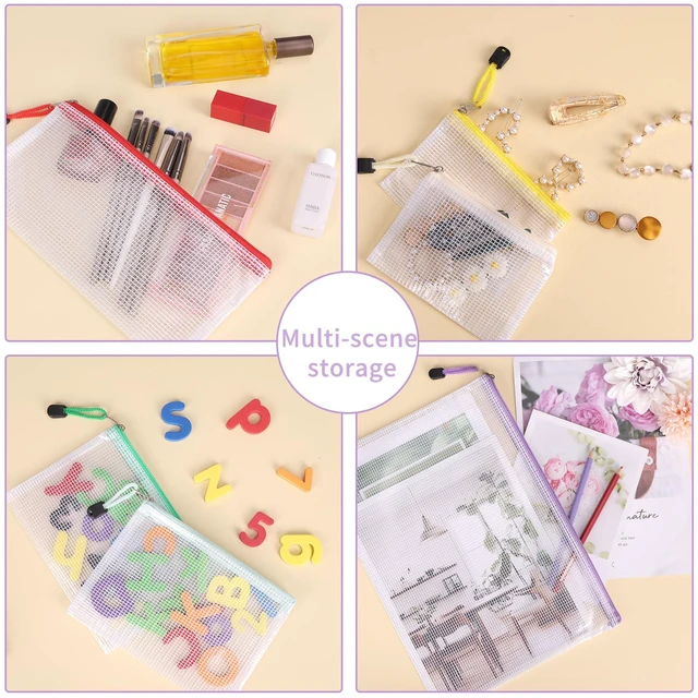 Alt view image 4 of 7 - 42pcs Mesh Zipper Pouch, 8 Sizes Waterproof Zipper Bags, 17 Colors, Multipurpose for Board Games Travel Storage, School Supplies, and Home Organization