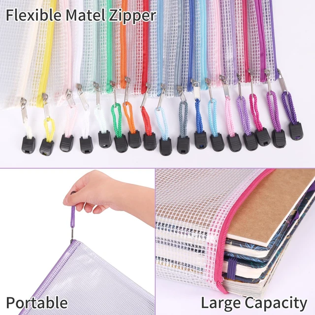 Alt view image 6 of 7 - 42pcs Mesh Zipper Pouch, 8 Sizes Waterproof Zipper Bags, 17 Colors, Multipurpose for Board Games Travel Storage, School Supplies, and Home Organization