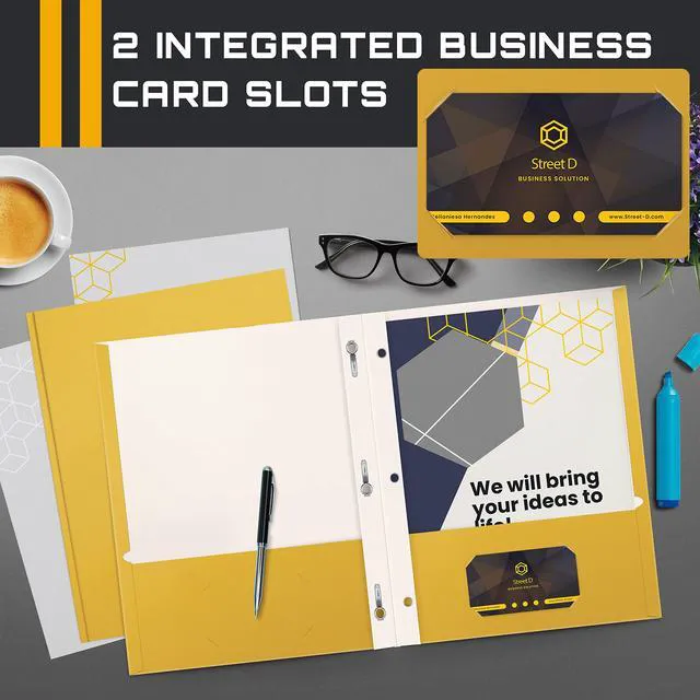 Alt view image 4 of 6 - Dark Yellow 2 Pocket Folders with Prongs, 50 Pack, Letter Size, Matte Texture, 8.5 x 11 Inch