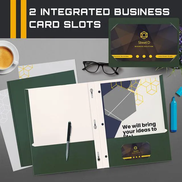 Alt view image 4 of 6 - Dark Green 2 Pocket Folders with Prongs, 50 Pack, Letter Size, Matte Texture, 8.5 x 11 Inch