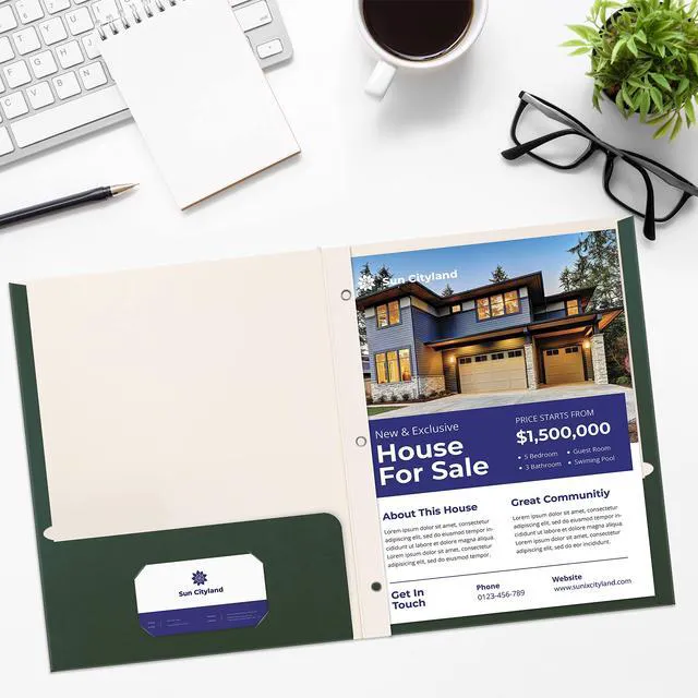 Alt view image 5 of 6 - Dark Green 2 Pocket Folders with Prongs, 50 Pack, Letter Size, Matte Texture, 8.5 x 11 Inch