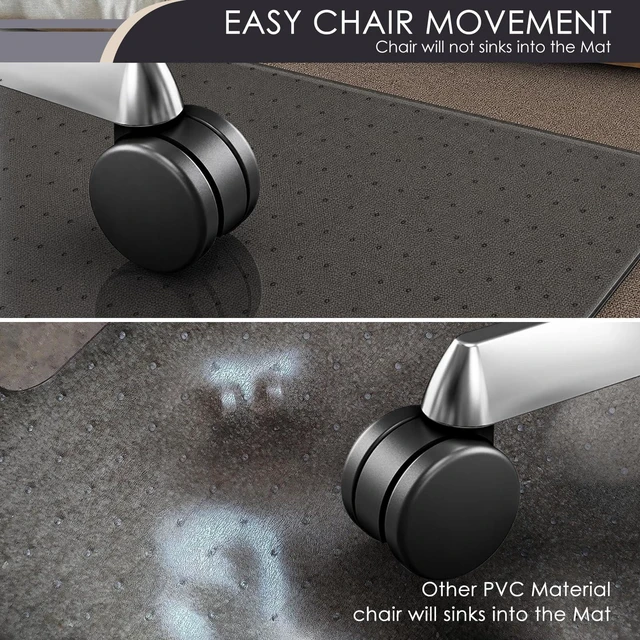 Alt view image 4 of 7 - Office Chair Mat for Carpet, Gray Heavy Duty Computer Chair Mat 36''x48'', Under Desk Protector Carpeted Floors Mat, Easy Chair Movement,Ship Flat, Gray