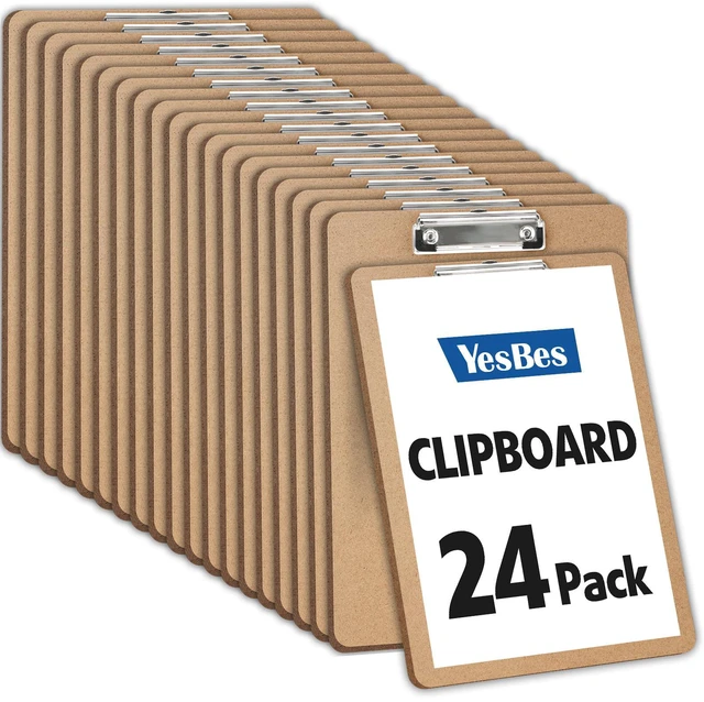 Main image of 24 Pack Clipboards Bulk, Clip Boards 8.5x11 Standard Letter Size, Clipboards for Classroom, Wooden Clipboard, Hardboard Office Clipboard, Classroom Supplies