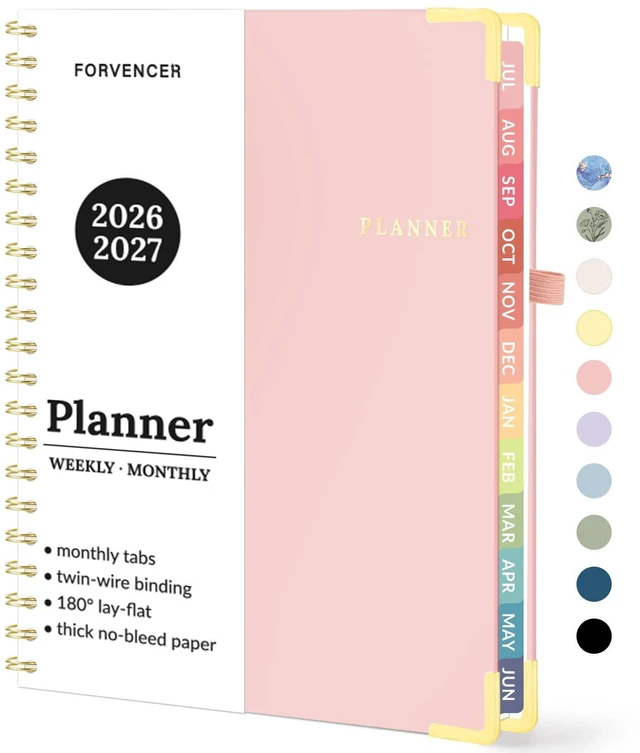 Main image of Academic Planner 2026-2027, Weekly & Monthly Hardcover Planner A4 Calendar Planner July 2026-June 2027, 8.5" X 11" Daily Agenda, School Office Notebook Teacher Student Supplies Organizer Pink