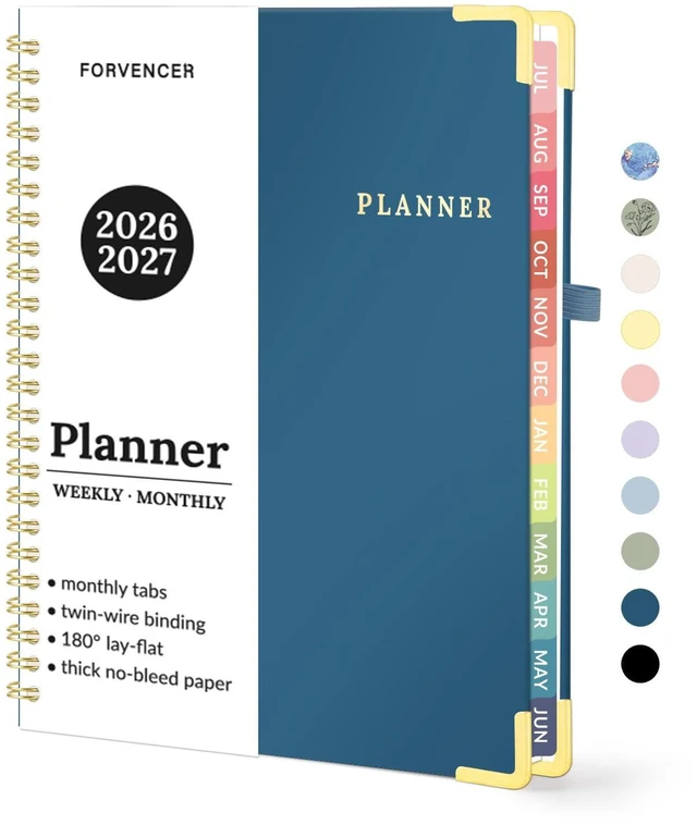 Main image of Academic Planner 2026-2027, Weekly & Monthly Hardcover Planner A5 Calendar Planner July 2026-June 2027, 6" X 8" Daily Agenda Book, School Office Notebook College Teacher Organizer, Navy Blue