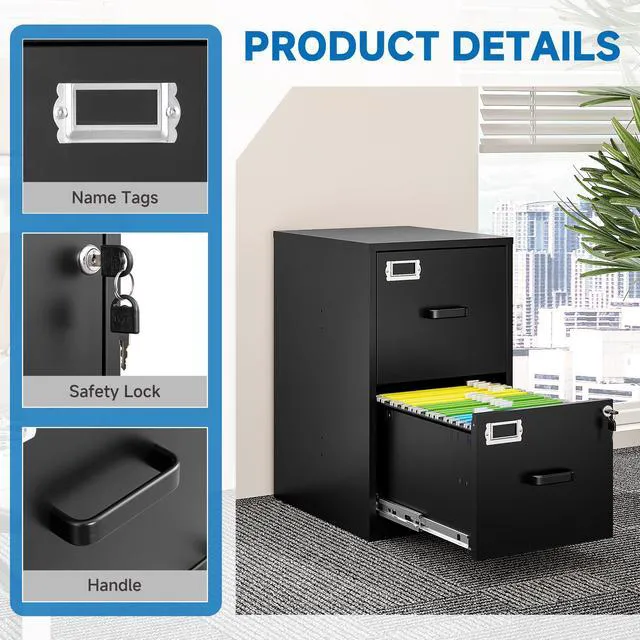 Alt view image 7 of 7 - 2 Drawer File Cabinet with Lock Vertical Filing Storage Cabinet Office Home Steel Vertical File Cabinets for Letter Size File Cabinet Locked,Assembly Required