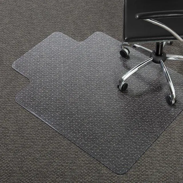 Alt view image 3 of 7 - Office Chair Mat, Clear, 53x45 Inch, Low-Pile Carpet, with Lip Extended under-desk coverage and smooth glide for carpeted office floors