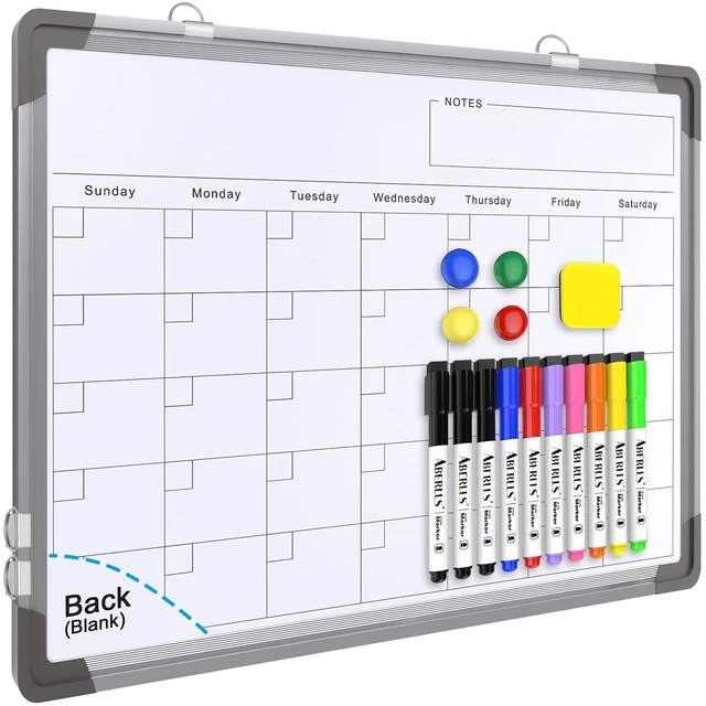Main image of Monthly Calendar Whiteboard for Wall, Dry Erase Board, Magnetic White Board 16"x12" Double-Sided Hanging Board for Office School Home, Small Monthly Dry erase Calendar for Drawing Planning To Do List