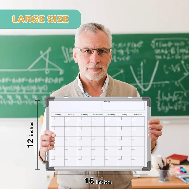 Alt view image 5 of 6 - Monthly Calendar Whiteboard for Wall, Dry Erase Board, Magnetic White Board 16"x12" Double-Sided Hanging Board for Office School Home, Small Monthly Dry erase Calendar for Drawing Planning To Do List
