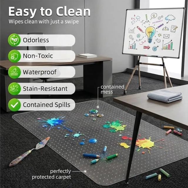 Alt view image 3 of 7 - Office Chair Mat for Low-Pile Carpet 36" x 48", 2-Pack Office and Home Set Clear PVC With Anti-Slip Studs, Prevents Carpet Wear From Rolling Chair Wheels, Smooth Glide Surface For Easy Daily Rolling