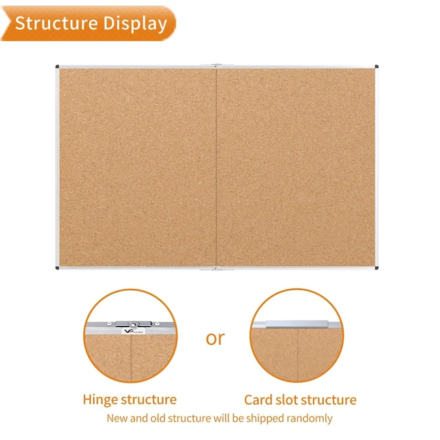 Alt view image 3 of 7 - Cork Bulletin Board/Foldable Noticeboard, 48 X 36 Inches, Silver Aluminium Frame