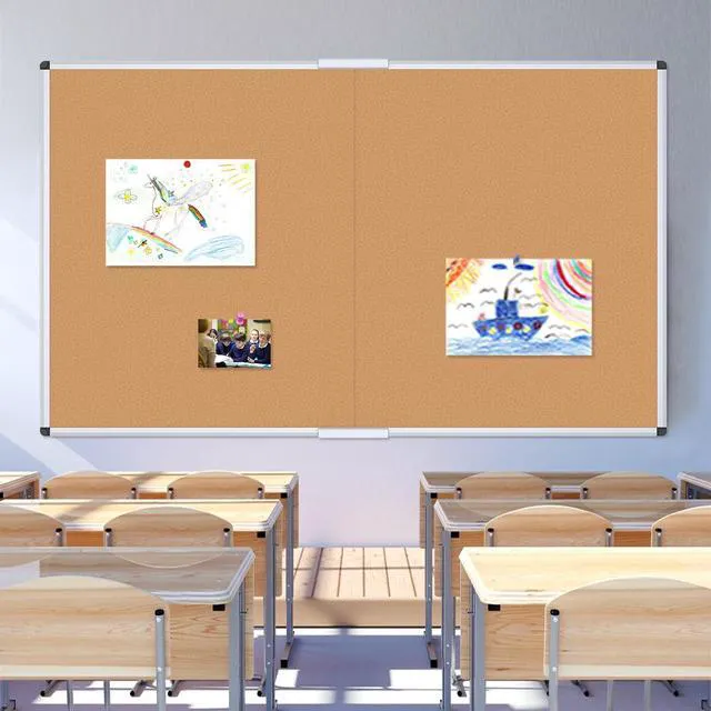 Alt view image 7 of 7 - Cork Bulletin Board/Foldable Noticeboard, 48 X 36 Inches, Silver Aluminium Frame