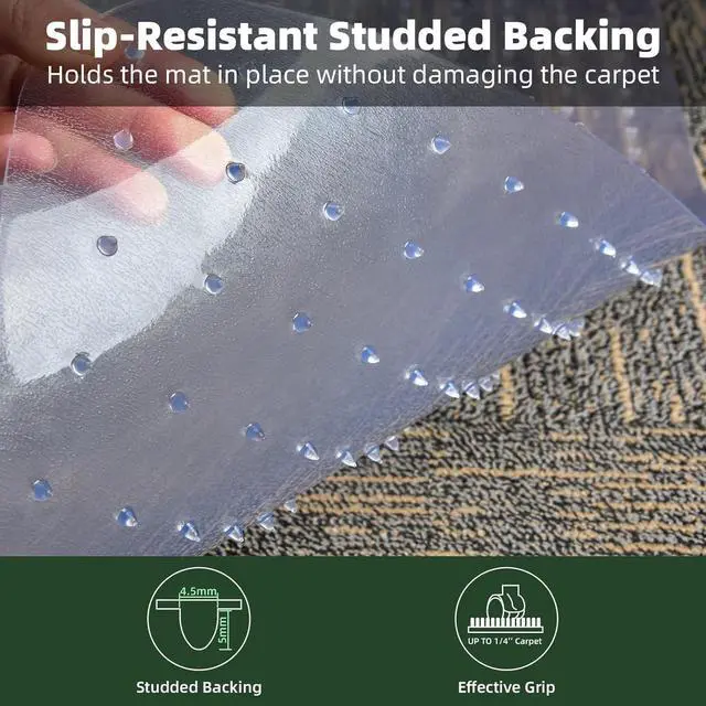 Alt view image 5 of 7 - Office Chair Mat for Low-Pile Carpet 36" x 48", 2-Pack Office and Home Set Clear PVC With Anti-Slip Studs, Prevents Carpet Wear From Rolling Chair Wheels, Smooth Glide Surface For Easy Daily Rolling