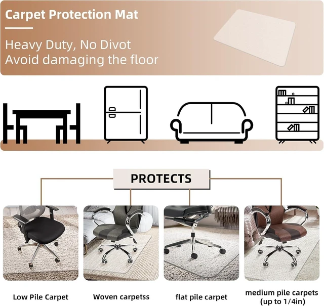 Alt view image 7 of 7 - Office Chair Mat for Low-Pile Carpet 36" x 48", 2-Pack Office and Home Set Clear PVC With Anti-Slip Studs, Prevents Carpet Wear From Rolling Chair Wheels, Smooth Glide Surface For Easy Daily Rolling