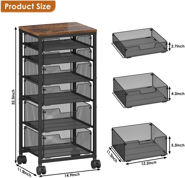Alt view image 2 of 7 - Rolling Storage Cart with 6 Drawers, Craft Cart with Lockable Wheels Storage Drawer Organizer, Utility Cart for Classroom, Closet, Pantry, Bathroom, Kitchen, Art, Dorm, Office