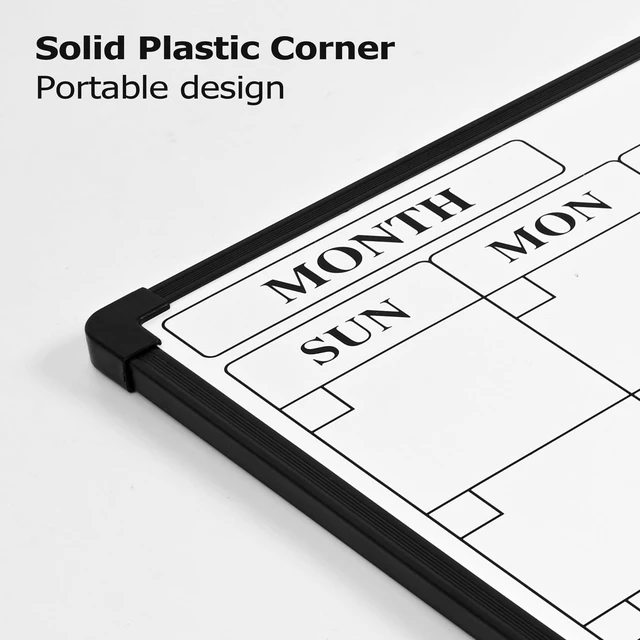 Alt view image 7 of 7 - Monthly Whiteboard Calendar for Wall, 24" x 18" Dry Erase Board with Plastic Frame, Hanging Dry Erase Calendar with 3 Mini Sticky Notes for Kitchen Planner, Memo, Home and Office, Black