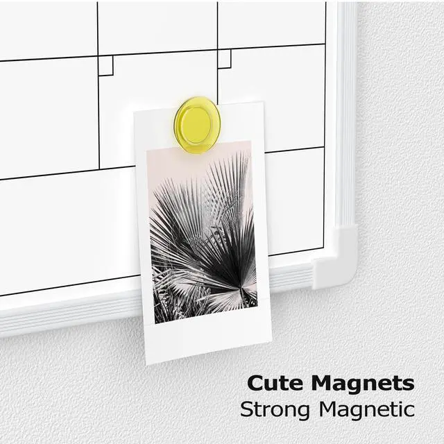 Alt view image 6 of 7 - Monthly Whiteboard Calendar for Wall, 24" x 18" Dry Erase Board with Plastic Frame, Hanging Dry Erase Calendar with 3 Mini Sticky Notes for Kitchen Planner, Memo, Home and Office, White