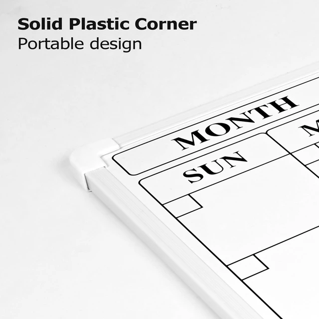 Alt view image 7 of 7 - Monthly Whiteboard Calendar for Wall, 24" x 18" Dry Erase Board with Plastic Frame, Hanging Dry Erase Calendar with 3 Mini Sticky Notes for Kitchen Planner, Memo, Home and Office, White