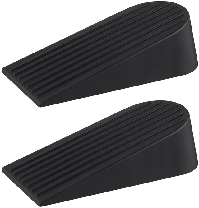 Main image of Big Door Stoppers for Bottom of Door on Floor, Premium Big Rubber Door Stop Wedge, Floor Sturdy Stackable Door Stops for Carpet Heavy Duty Door, Door Gaps (Big 2 Pack, Black)