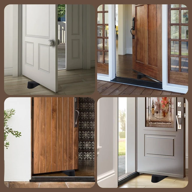 Alt view image 6 of 7 - Big Door Stoppers for Bottom of Door on Floor, Premium Big Rubber Door Stop Wedge, Floor Sturdy Stackable Door Stops for Carpet Heavy Duty Door, Door Gaps (Big 2 Pack, Black)