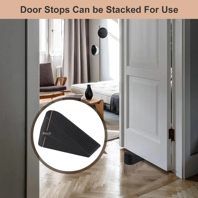 Alt view image 7 of 7 - Big Door Stoppers for Bottom of Door on Floor, Premium Big Rubber Door Stop Wedge, Floor Sturdy Stackable Door Stops for Carpet Heavy Duty Door, Door Gaps (Big 2 Pack, Black)