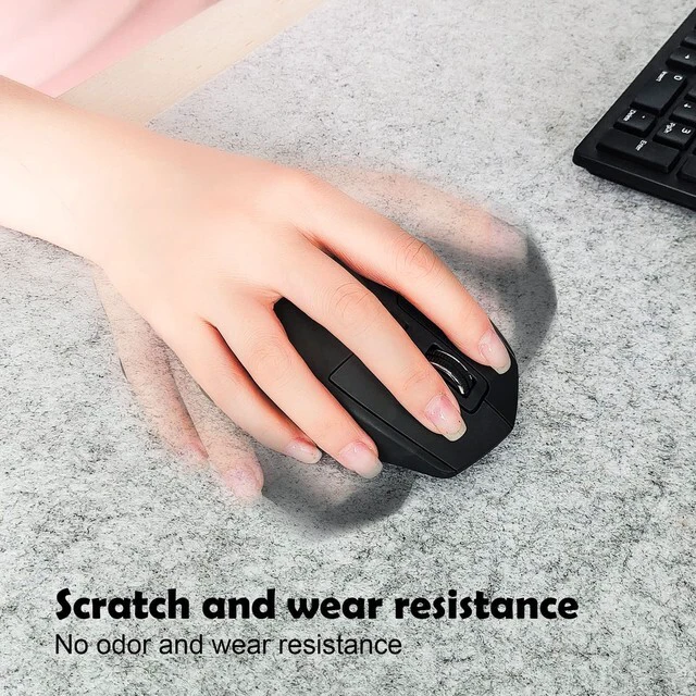 Alt view image 4 of 7 - Extra Large Felt Desk Mat,55''x23.6'' Non-Slip Desktop Protector Full Desk Mouse pad, Computer Desk Mat for Keyboard and Mouse Pad,Desk Accessories for Home and Office (Light Gray)