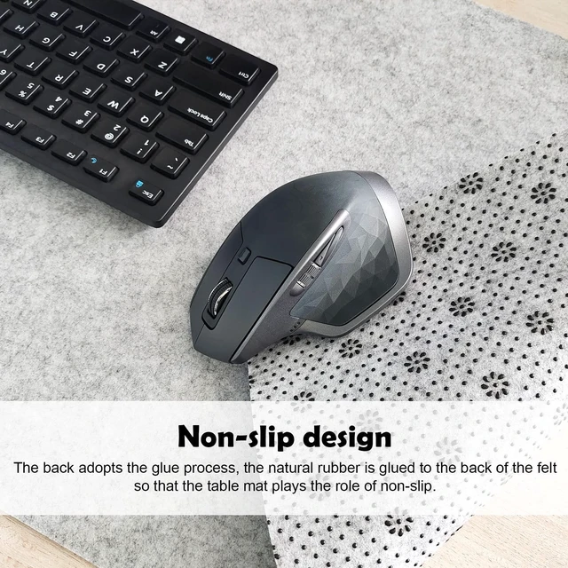 Alt view image 3 of 7 - Extra Large Felt Desk Mat,55''x23.6'' Non-Slip Desktop Protector Full Desk Mouse pad, Computer Desk Mat for Keyboard and Mouse Pad,Desk Accessories for Home and Office (Light Gray)